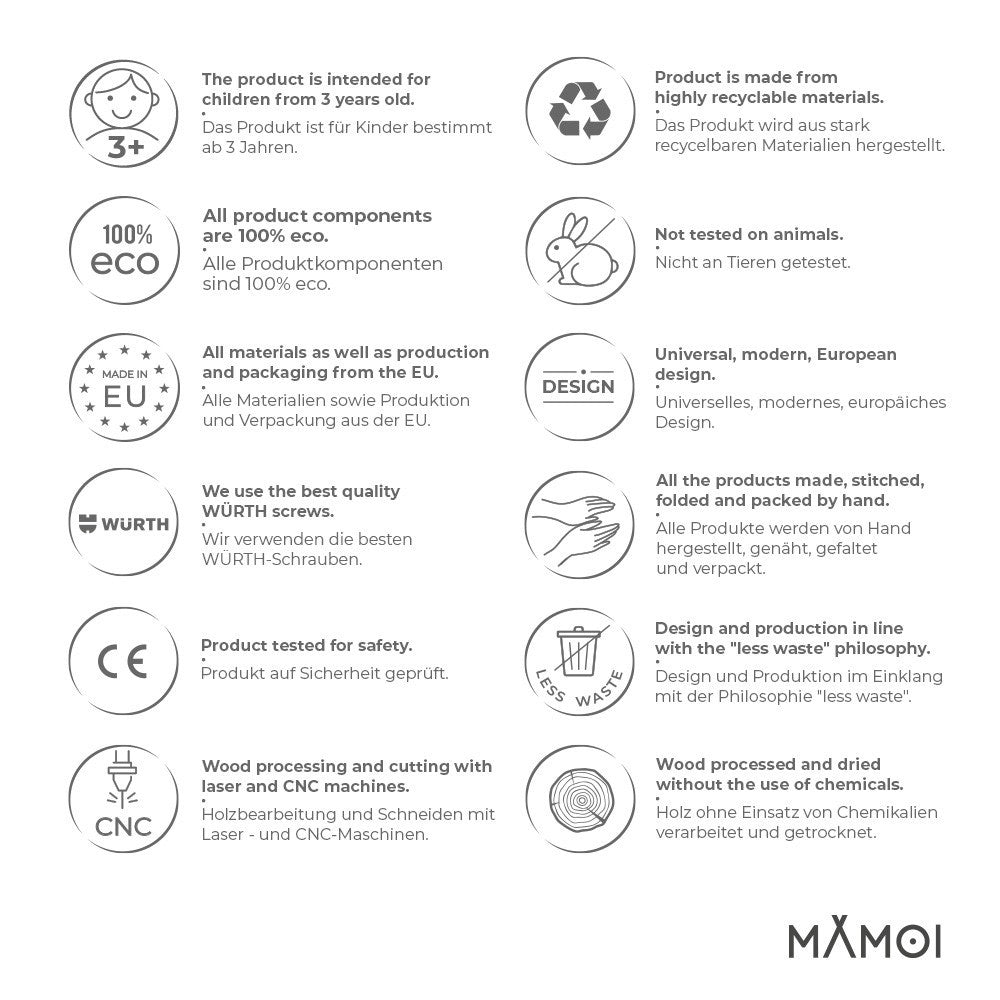 MAMOI® Espalier en bois, Mur escalade suedois pour enfant, Échelle suedoise pour bebe, Jeux descalade et gym avec accessoires, Barre et anneaux gymnastique