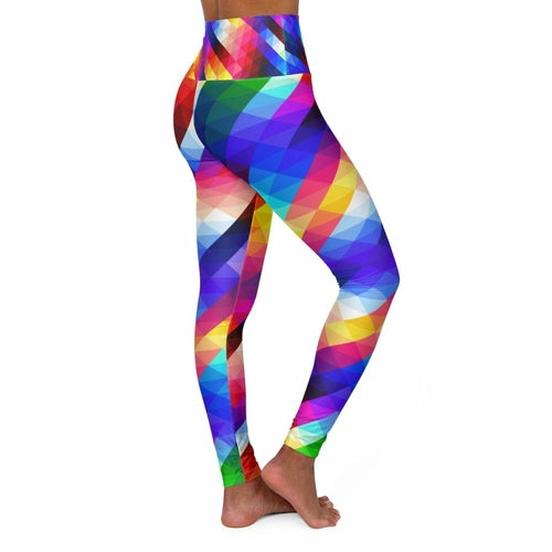 Womens High-waist Fitness Legging Yoga Pants - Multicolor Colorblock