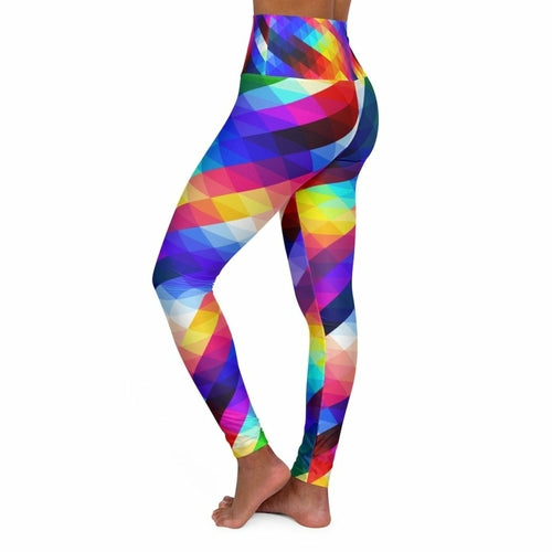 Womens High-waist Fitness Legging Yoga Pants - Multicolor Colorblock