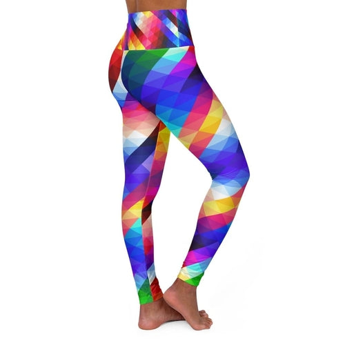 Womens High-waist Fitness Legging Yoga Pants - Multicolor Colorblock